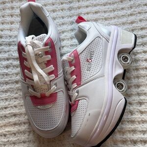 Sebowell light up sneakers with pop out roller skate wheels